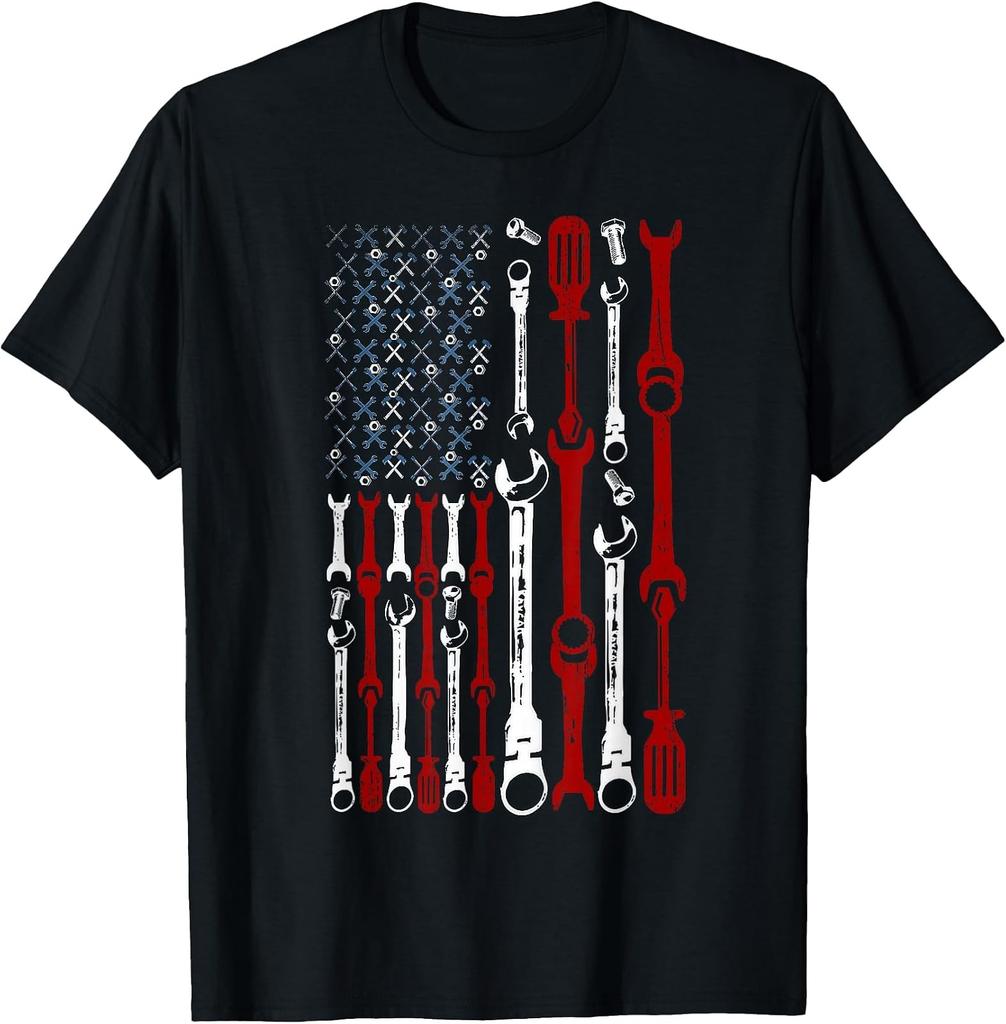 Patriotic American Flag Mechanic T-Shirts