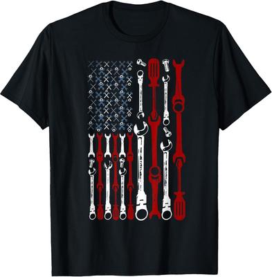 Patriotic American Flag Mechanic T-Shirts