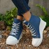 Fashion 2025 New Autumn Women's Vulcanize Shoes Wedge Canvas Sneakers Solid Platform Casual Zipper Side High Heel Ladies Casual Shoes