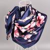 Exquisite Sunscreen Decorative Silk Scarf Women Elegant Peach Blossom Pattern Square Shawl Costume Accessories