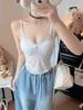 #Summer new pure lace sling vest female slim shoulder strap adjustable fixed belt chest pad versatile