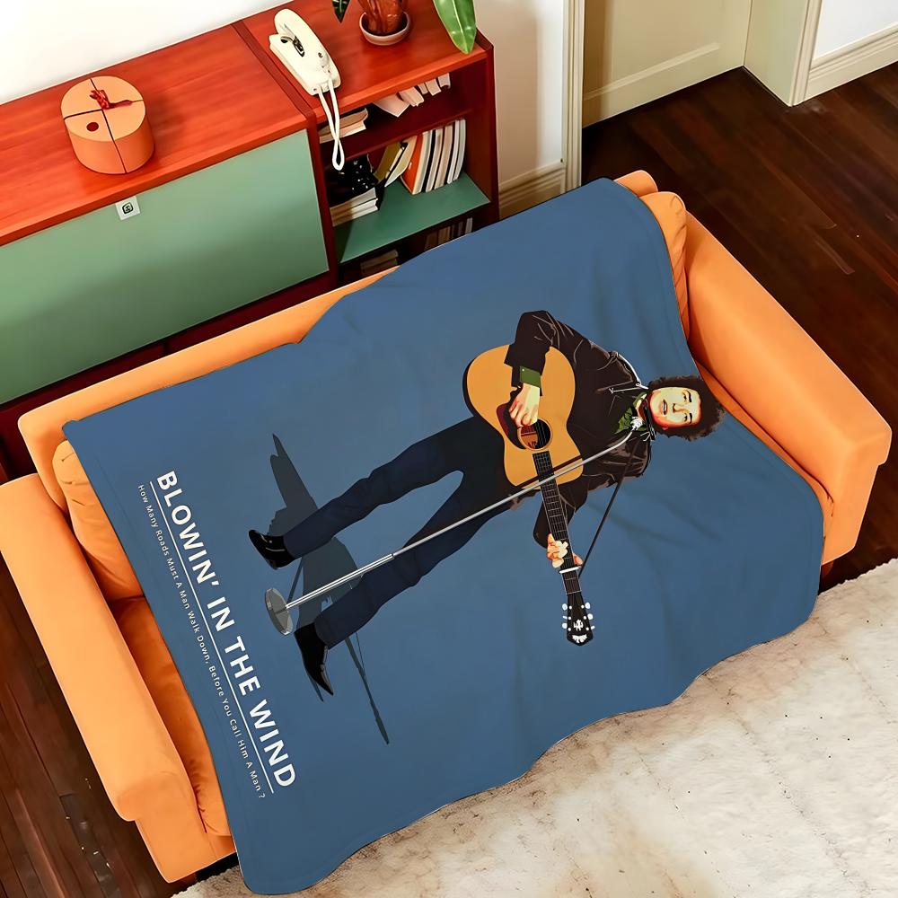 Music B-Bob D-Dylan Throw Flannel Cozy Print Blanket, Portable, Durable Machine Washable cute Cool