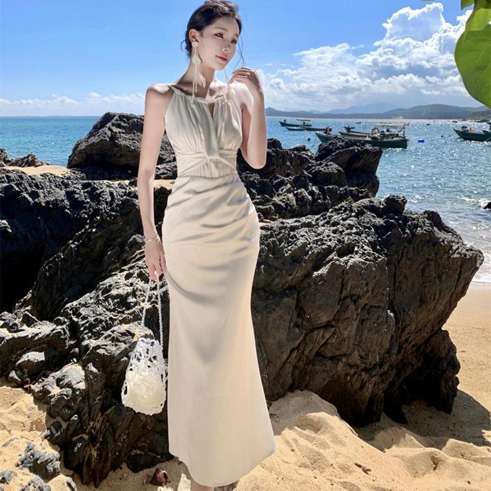 Maxikleider für Damen Abschlussball Elegant Ärmellos Damen Vestidos Meerjungfrau Robe 2026 Mode Schlanke Dame Rundhalsausschnitt Einfarbig Einteiler Kleid