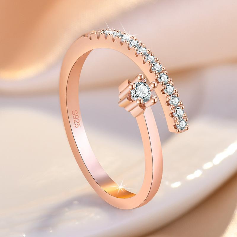 New 925 Sterling Silver Ring AAA Zircon Adjustable Size Engagement Rings for Women Wedding Ring Party Fashion Nice Jewelry Gift