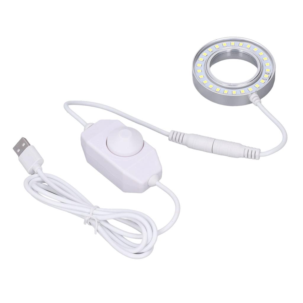Microscope Lighting Lamp Spiral Buckle Adjustable Brightness LED Ring Light with Regulator