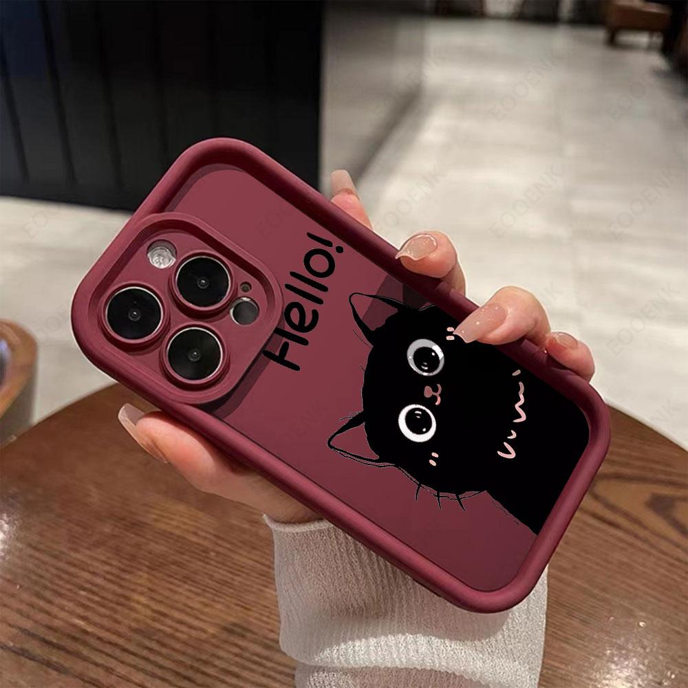 Cute Cartoon Cat Soft Phone Case For iPhone 15 14 13 12 11Pro Max Cases iPhone XS Max Mini XR X 7 8 Plus SE Shockproof Cover