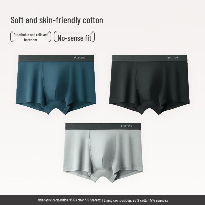 Fenteng Men's 2025 Spring/Autumn Pure Cotton Antibacterial Boxer Briefs