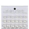 12 Pairs of White Pearl Carded Ear Studs: Authentic Minimalist Classic, Versatile Large & Small Ball Earrings Value Pack