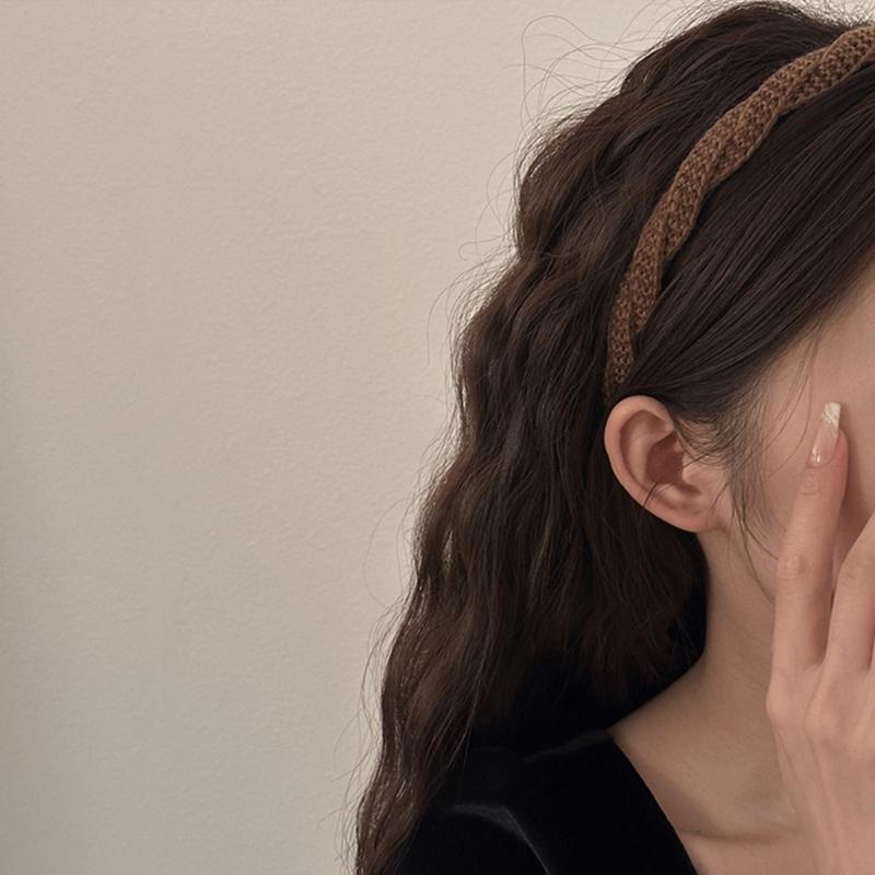 Elegant Crochet Hairband Simple Headband for Daily Wear Women Girl Hairhoop Maillard Style Headband for Face Washing