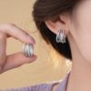 Exquisite Fashion Multilayer Zircon Lines Cross Hoop Earrings for Women High Quality Stainless Steel Korea Earring Bride Jewelry