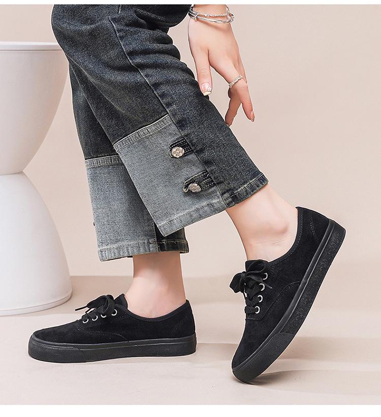 Dámské černé plátěné šněrovací nízké ležérní prodyšné skate boty