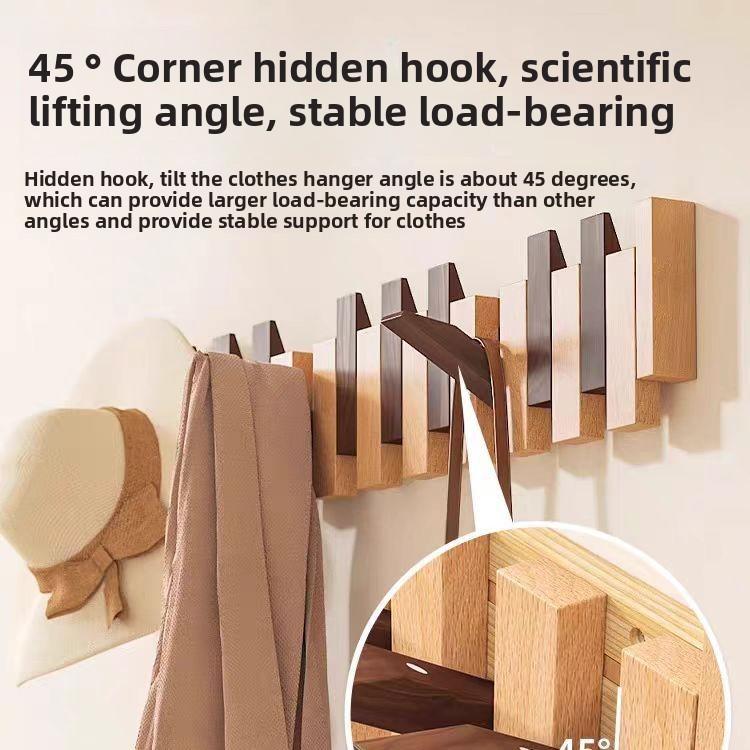 1PCS Wooden Piano Key Wall Hook - No Drill Entryway Coat Rack, Wall Mounted Shelf for Hallway Organizer, Solid Wood Door Hanger