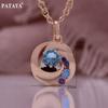 PATAYA Rose Gold Color Tiling Mixed Color Artificial Zirconia Geometric Pendant And 50cm Necklace