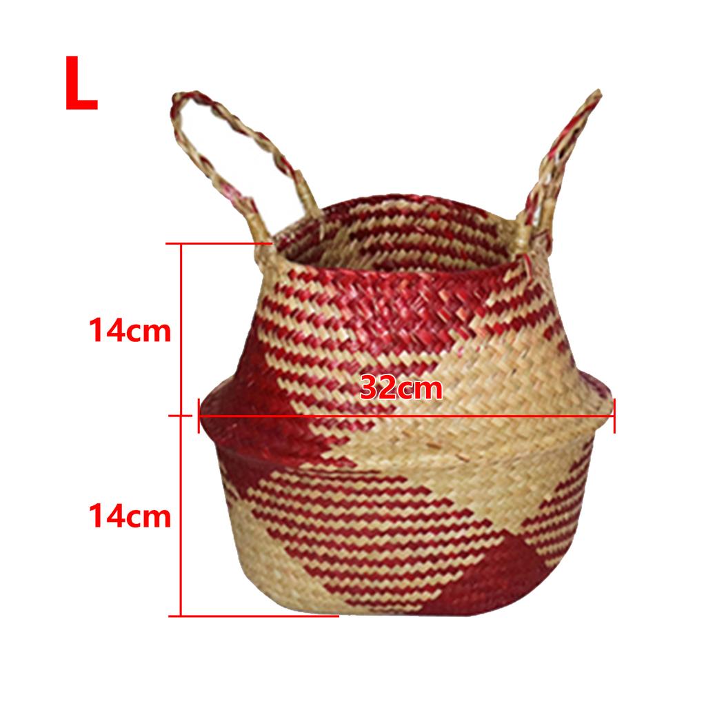 Seaweed Woven Flower Basket Woven Belly Basket Woven Basket Storage Basin Belly Basket Storage Flower Pot Basket