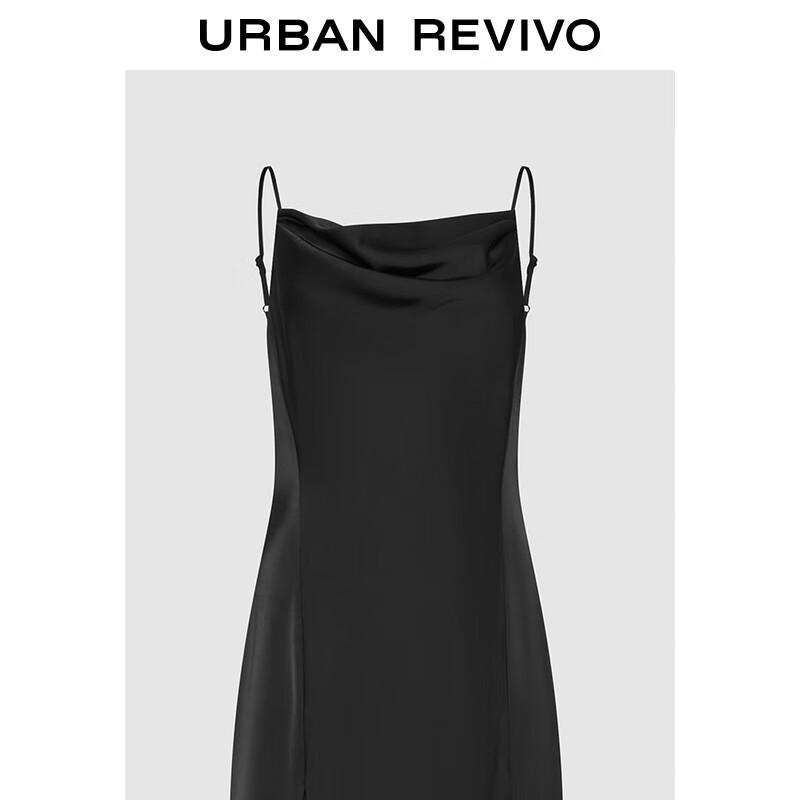 UR 2025 Spring Modern City Patchwork Cowl Neck Sling Dress