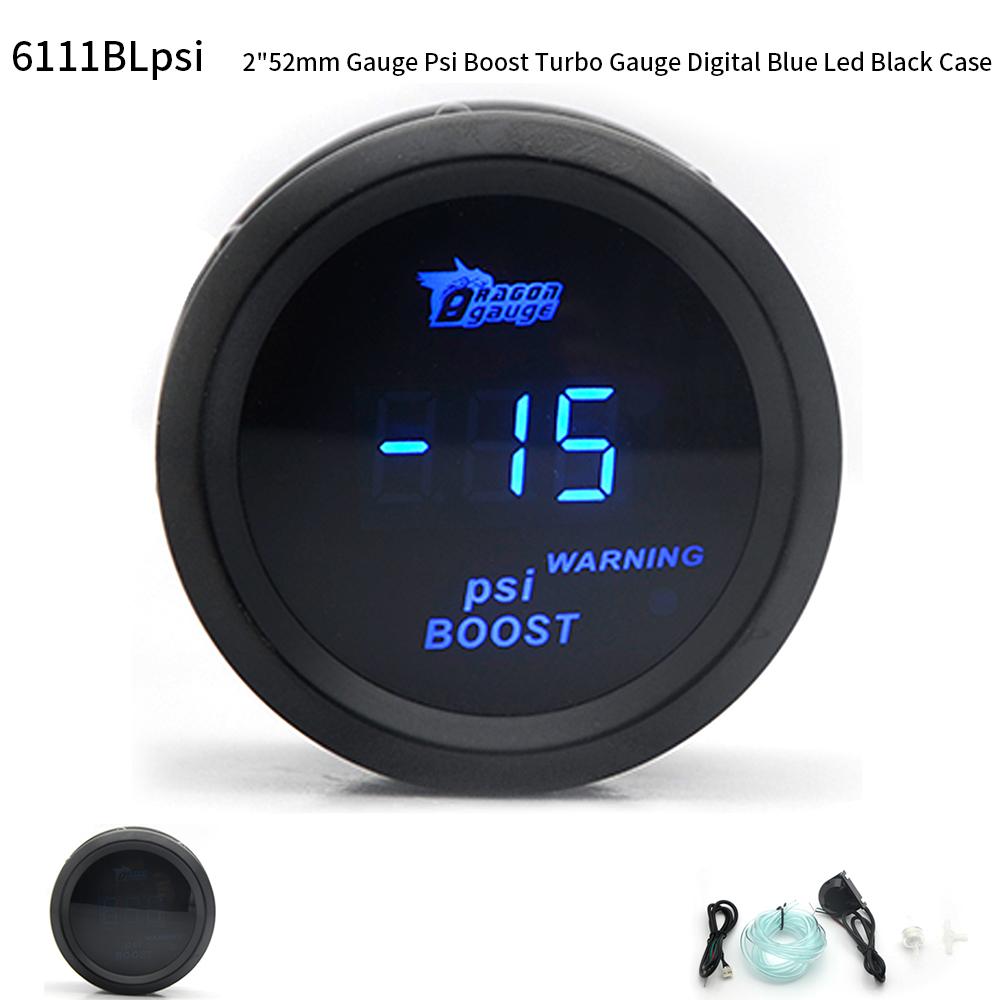 2' 52mm Car Digital Turbo Boost Gauge PSI BAR Water Temp Oil Temp Oil Pressure Gauge Voltmeter EGT Tachometer RPM Gauge