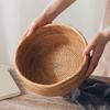 Round Rattan Fruit Basket Handwoven Lightweight for Kitchen or Office Use