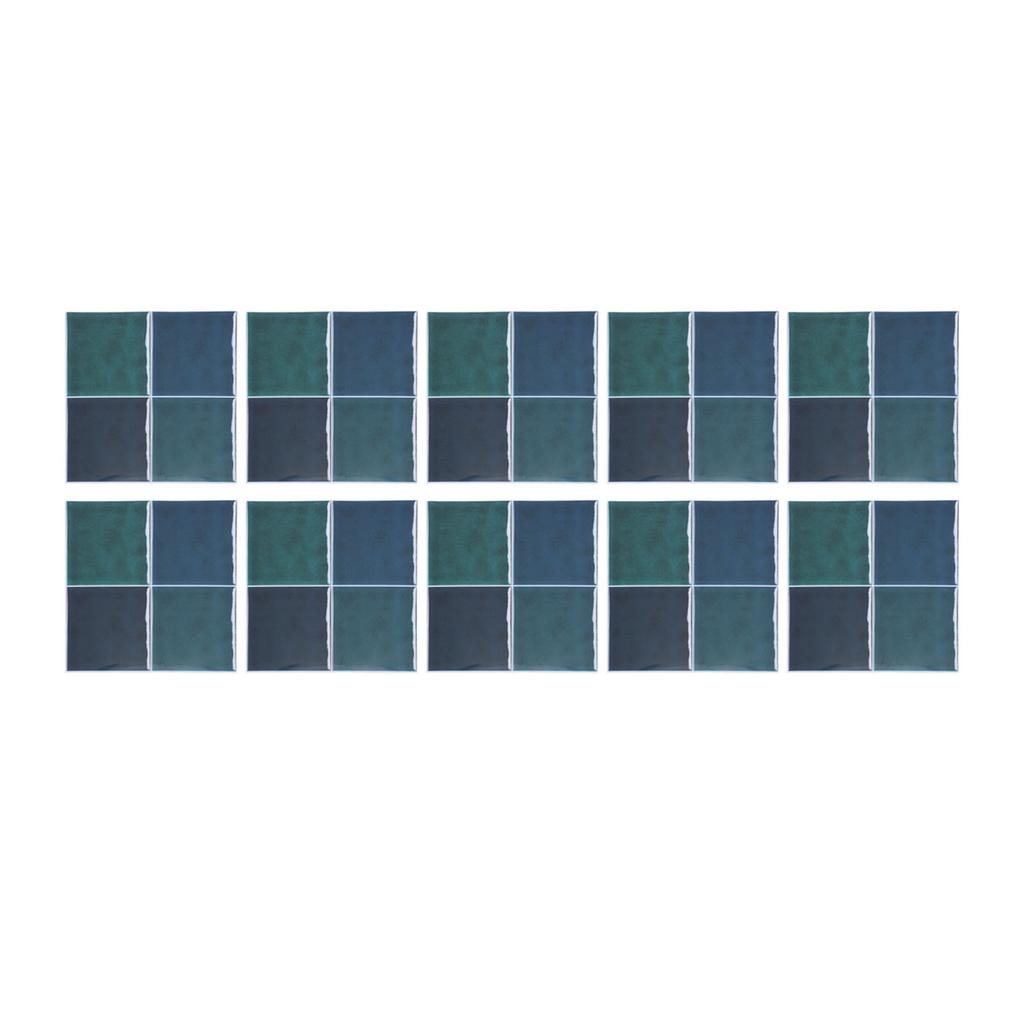 10Pcs European Ceramic Tile Stickers Thickened Crystal Film Square Peel Stick Backsplash Waterproof