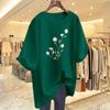 Cotton white short-sleeved t-shirt women's summer new flower print crew neck loose top bottoming shirt