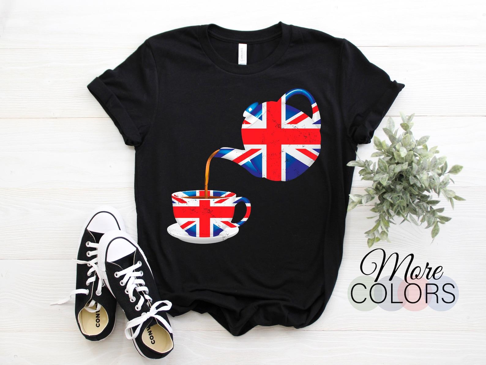 UK Tea Pot Union Jack United Kingdom England Funny Tea T-Shirt, London Souvenirs British Flag, Souvenir Birthday Present Gifts Visit Travel, 110