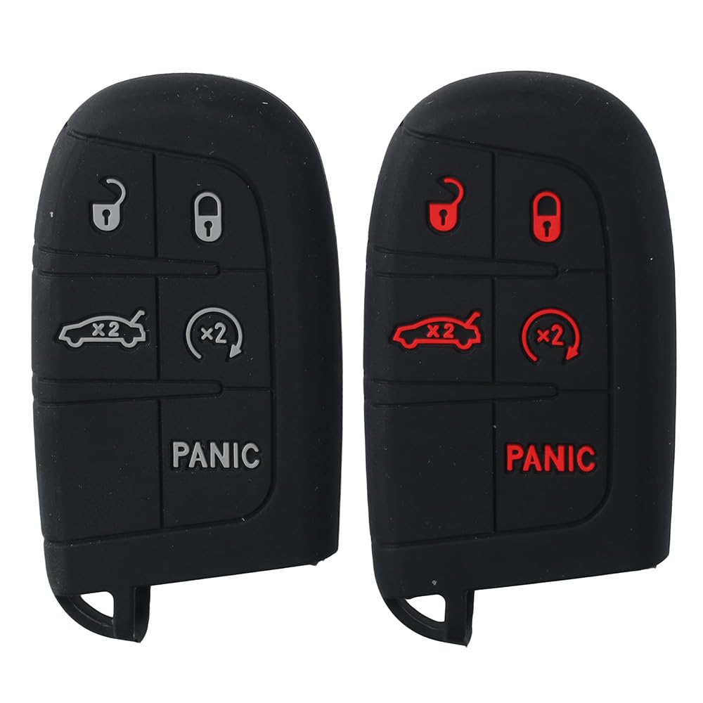 [Qicarkey] 2Pcs Key Fob Cover 5 Button Keyless Cover Holder F