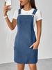 2026 European Spring Corduroy Sleeveless Strap Dress - Solid Color