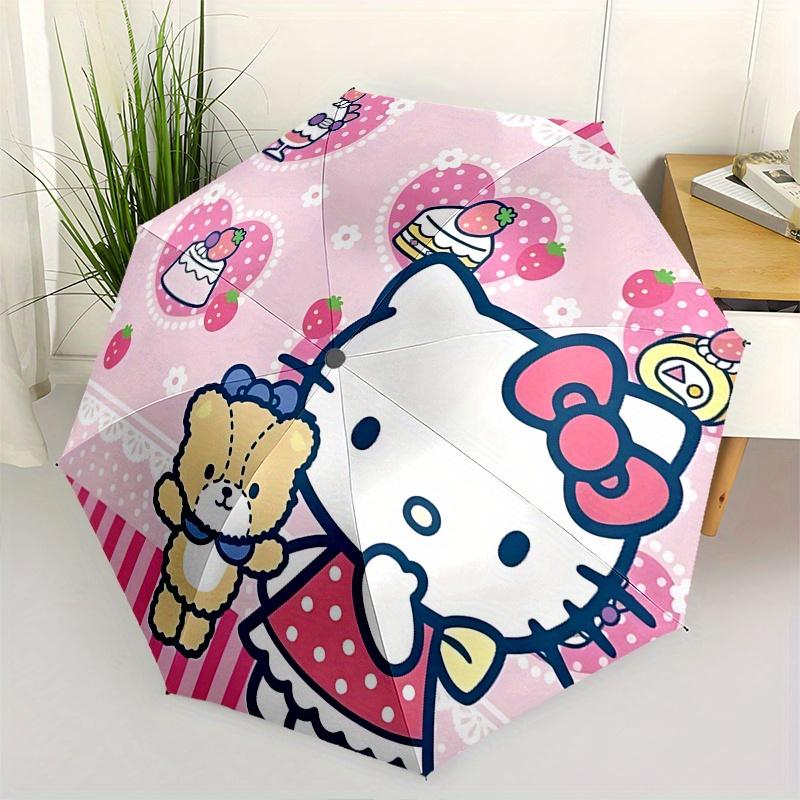 

Hello Kitty, Teddy Bear Automatic opening and closing folding umbrella with 8-rib frame and compact travel design, perfect for all occasions