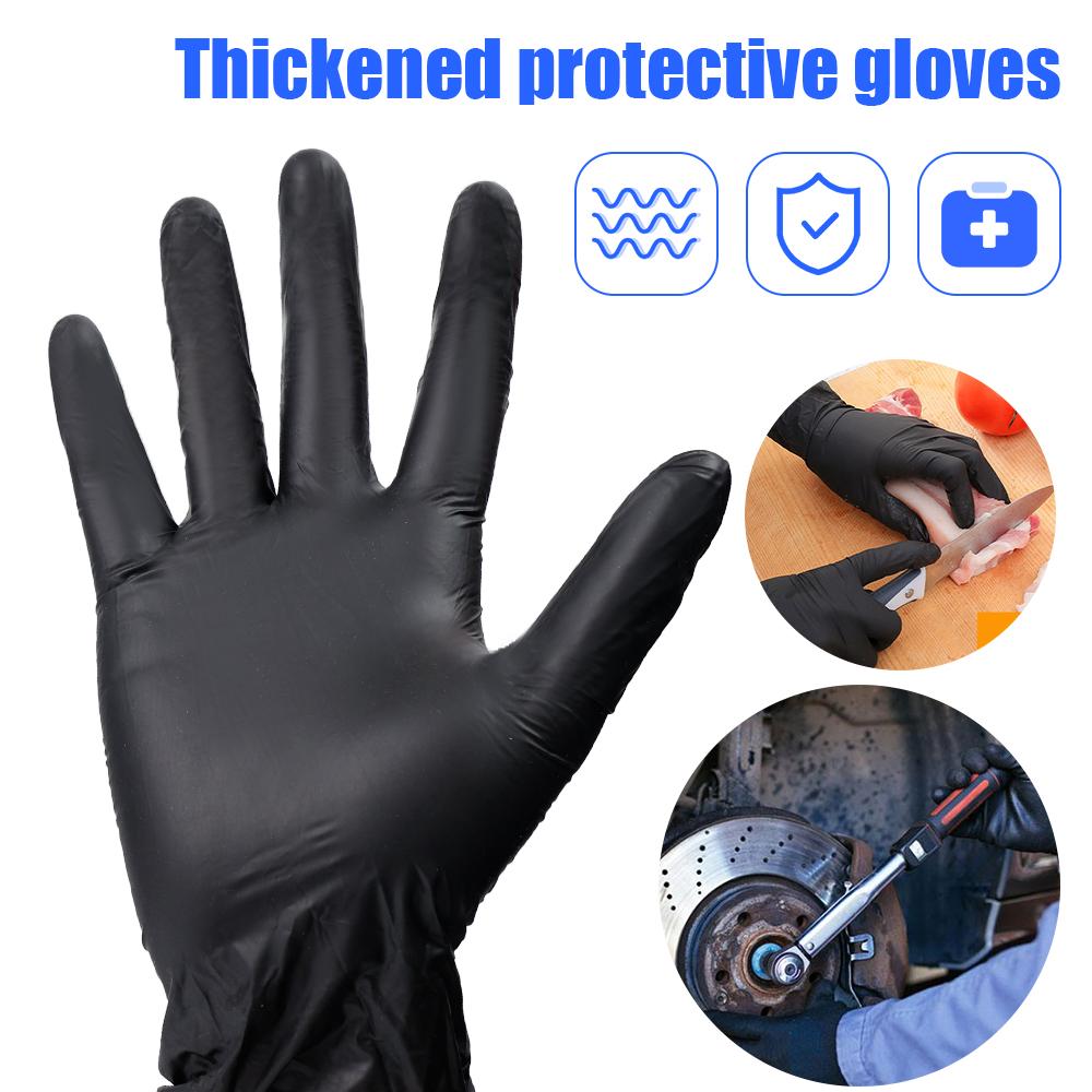 50/2x Black Gloves Thickened Black Nitrile Gloves for Cleaning Hairdressing Waterproof Dishwashing Tattoo Gloves Kitchen Tools