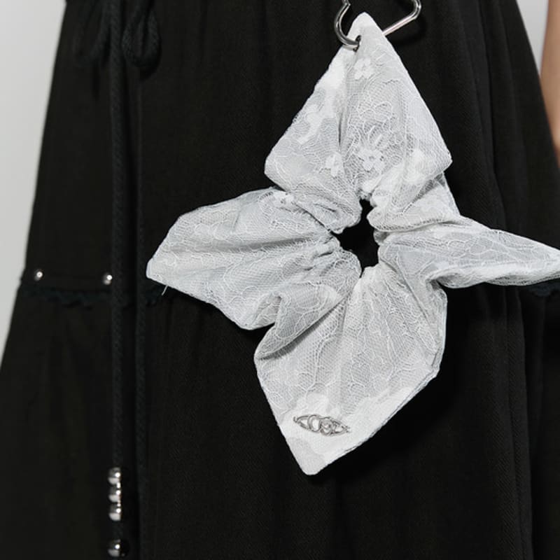 cherryquiri ribbon shape lace scrunchie - camo