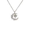 Trending Aesthetic Moon Jewelry Round Zirconia Earring Necklace Set Korean Fashion Jewelry Gold Plated Jewelry