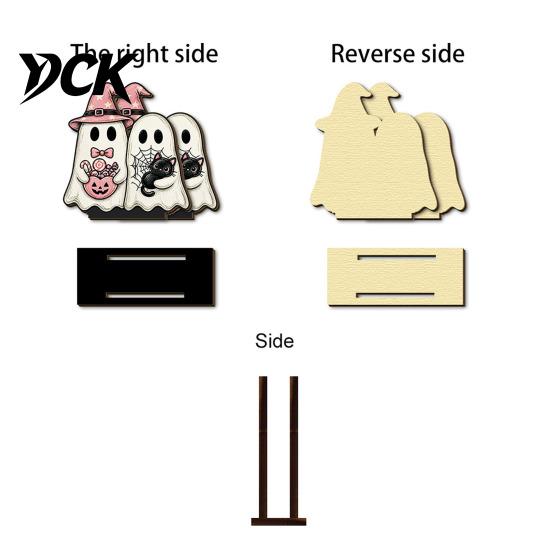 Halloween Home Table Ornament Wooden Napkin Holder, Cute Ghost Black Cat Vertical Paper Stable Stand Towel Stand, Kitchen Tissue Festive Party