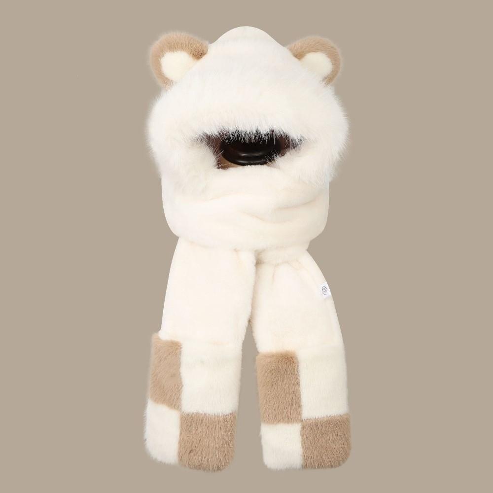 Three-in-One Women's Hat Scarf Thickened Winter Hat Scarf Warm Ear Protection Hat Winter