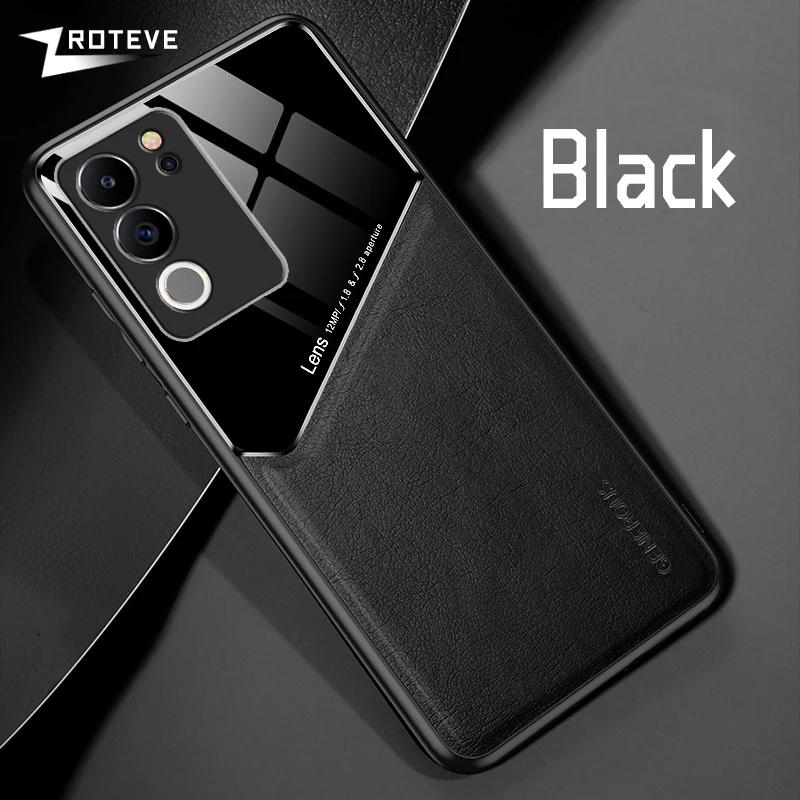 

Чехол VivoV29 Pro из искусственной кожи, автомобильный магнитный жесткий чехол для ПК для Vivo V29 Lite V29E V29Lite V27 V27E VivoV27 VivoV29E 5G For Vivo V29 чёрный