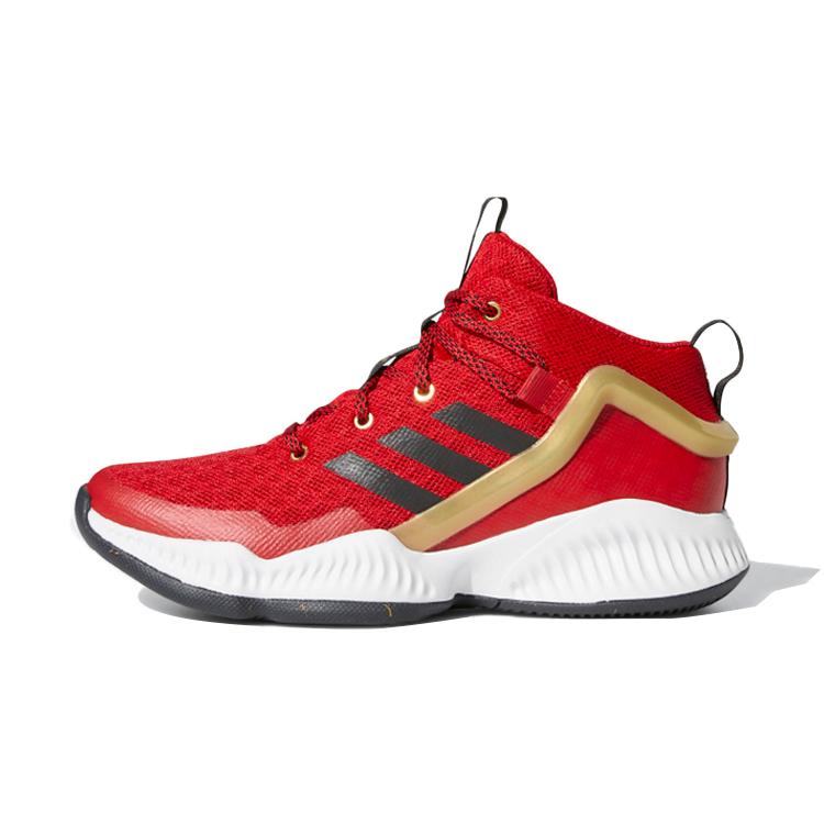 

Adidas Lockdown J Mid top Children s Basketball Shoes Red Black Gold Teenagers FZ1693 37⅓