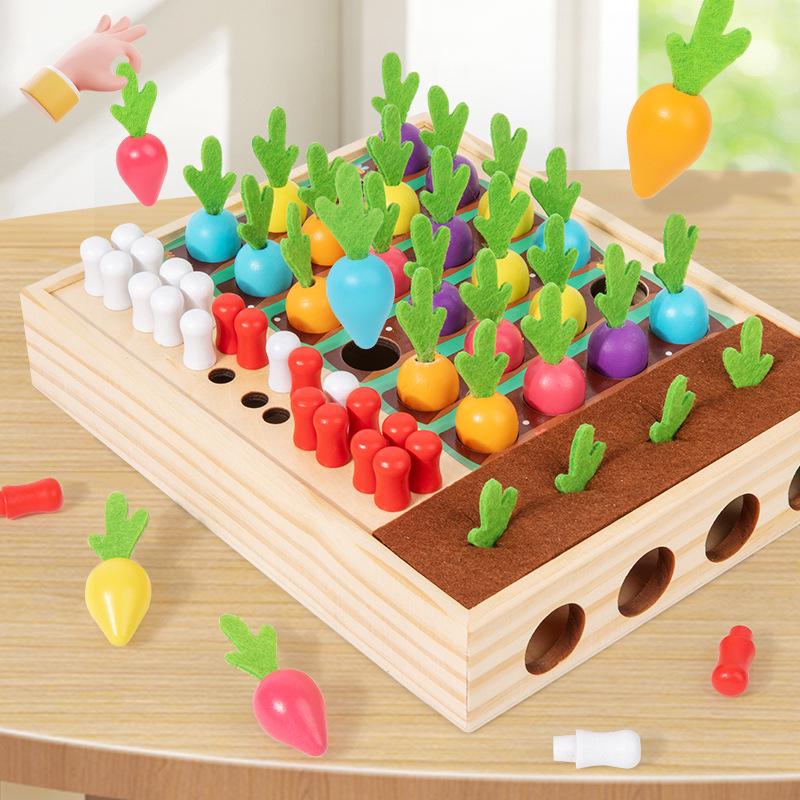 

Kid s Wooden Radish Pull Memory Game - Interactive Desktop Toy for Toddlers & Parents