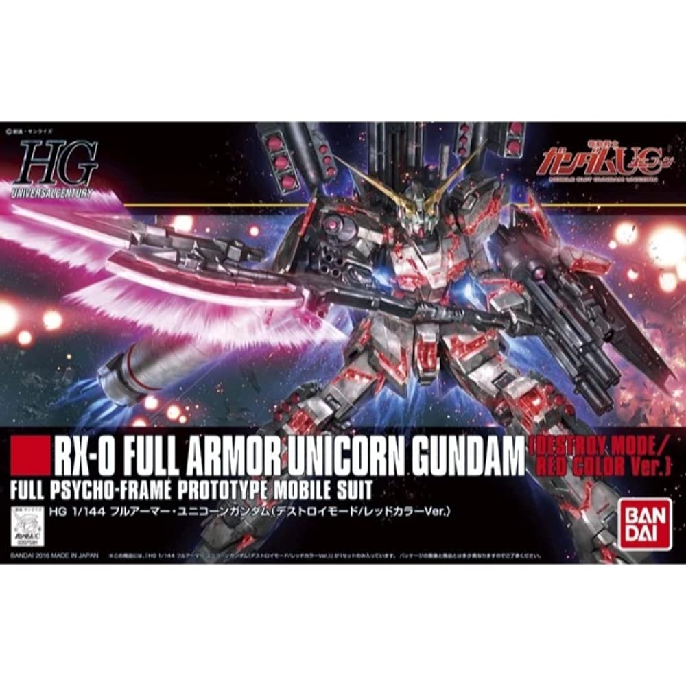 HGUC Mobile Suit Gundam UC Full Armor Unicorn Gundam Color Scale Plastic Model (Destroy Mode/Red Ver.) 1/144 Pre-Colored