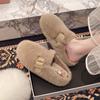 French Flat-bottomed Fluffy Slippers for Women's Outer Wear 2025 Autumn and Winter New Models Are Great-looking, One Pedal, Velvet Mary Jane Cotton M