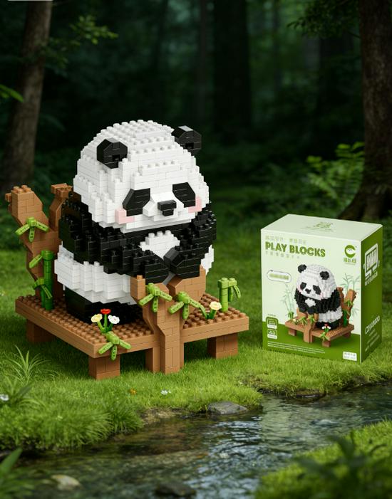 Red Panda Cartoon Figure Micro-Particle Building Blocks - Children s Educational Toy and Festival Gift Color box packaging
