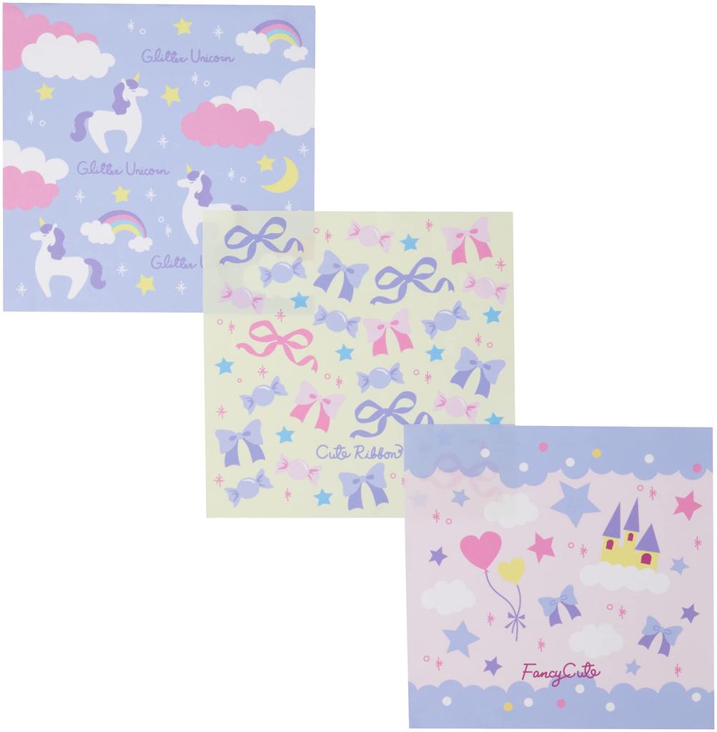 Marushin Piccolino Fancy Dream and Perfect for and Elementary Perfect for Girls Handkerchiefs, 3-Piece Set, Moisture-Wicking, Quick-Drying,