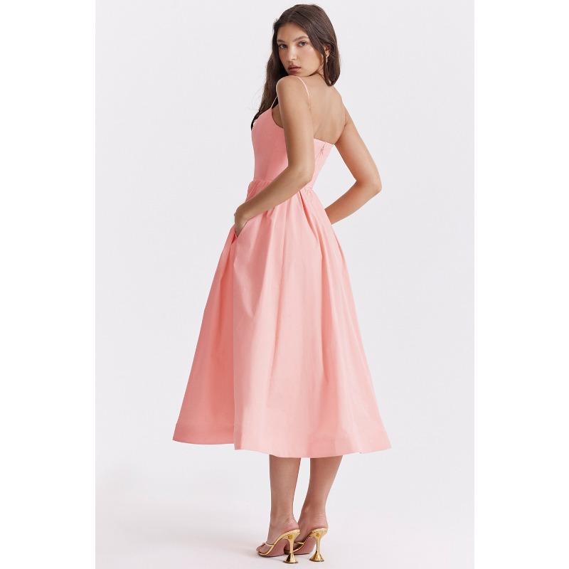 

Летнее сексуальное платье на бретельках с открытой спиной в нежном стиле для женщин S