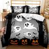 Cartoon Pumpkin Duvet Cover Gothic Halloween Skull Bedding Set Polyester Lantern Ghost Comforter Cover King For Boys Girls Decor