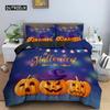 Happy Halloween King Queen Duvet Cover Orange Pumpkin Bedding Set Kids Teens Adults Bats Horror Festival Polyester Quilt Cover