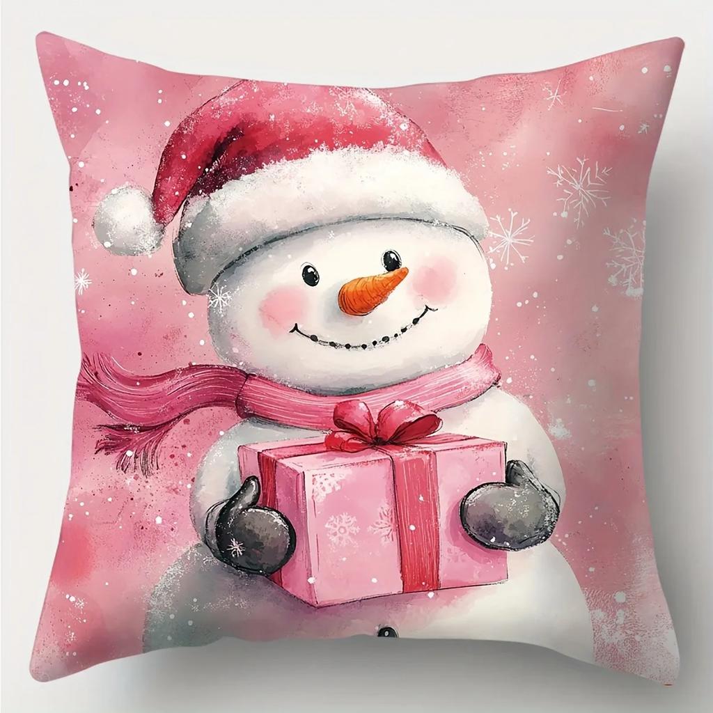 Christmas Decoration Pillowcase New Year Gift Cute Santa Claus Snowman Pattern Home Room Decoration Sofa Cushion Cover