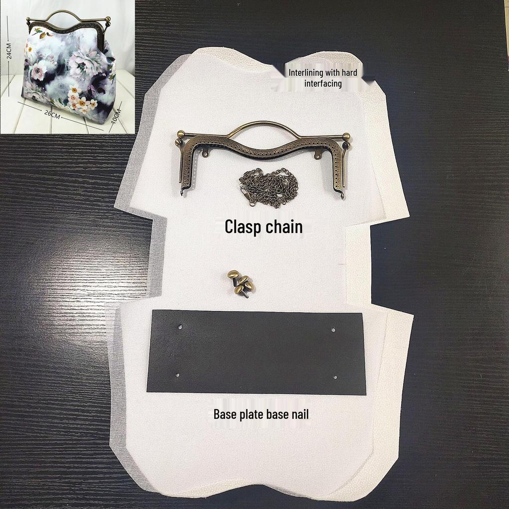 DIY Lazy Person Purse Kit: Stiff Frame, Cotton Cut, Auxiliary Materials & Pins Included