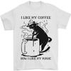 Black Cat Halloween Funny Coffee Men's T Shirt 100 Cotton Vintage Washed Versatile Comfortable Top For Everyday Wear