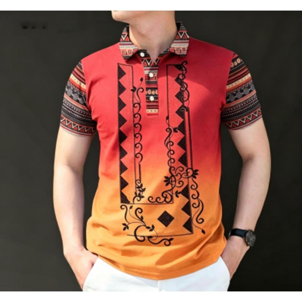 Men's Fashion 10 Color Print Polo Shirt Men's Outdoor Street Short Sleeve Tees Top Summer Home Casual T-shirt Men's and Women's Polo Shirt