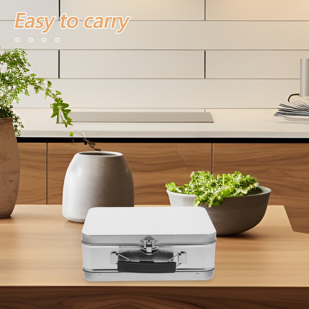 Retro Metal Lunch Box Tinplate Leakproof Food Storage Container Portable Metal Tin Box with Lid Leakproof Lunch Container