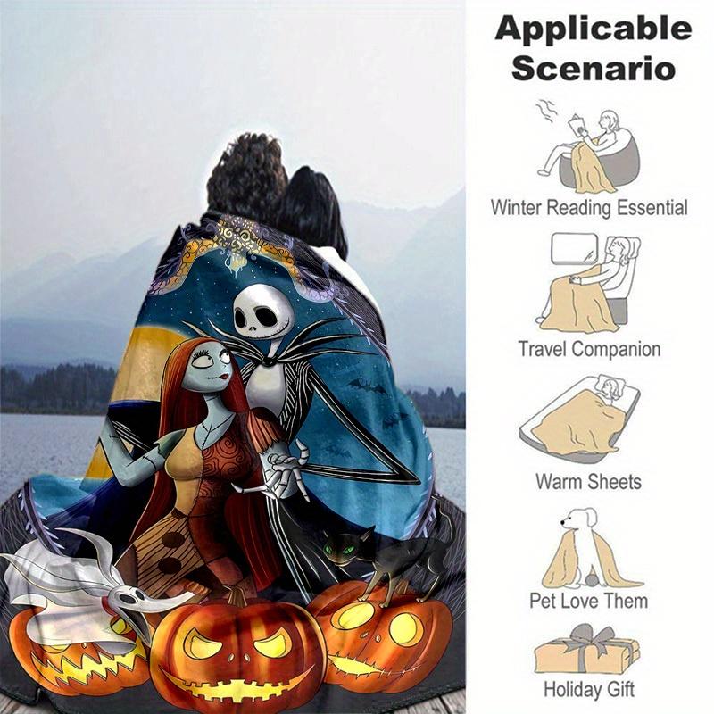 1pc, Cozy Nightmare Before Christmas Home Decor Blanket: Perfect Gift for Bedroom, Living Room, Travel, Camping, Car