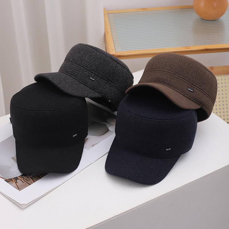 Hat Men's Winter Plus Velvet Thick Flat Top Hat Outdoor Cold Protection Fashionable Ear Protection Duck Tongue Warm Cotton Hat