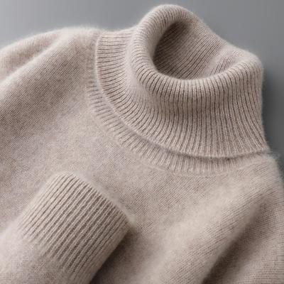 Herren Pullover 2025 mit hohem Kragen aus Kaschmirwolle - Dick gestrickt, zweifädig, für Herbst und Winter.